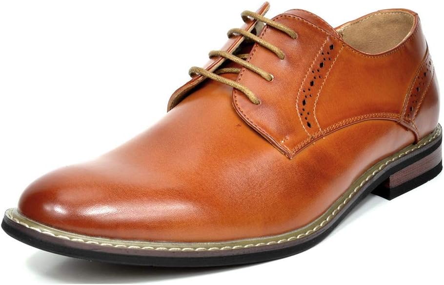 Men's Derby Dress Shoes with Faux Leather Upper and Padded Insole