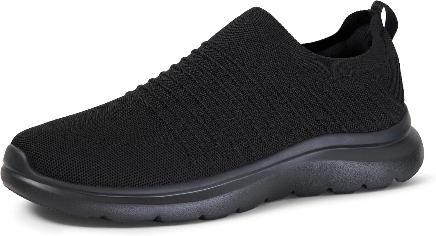 Men's Slip On Walking Shoes with Memory Foam Insole and Knit Upper