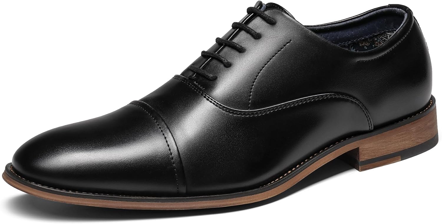 Men's Cap Toe Oxfords with PU Upper and Leather Lining