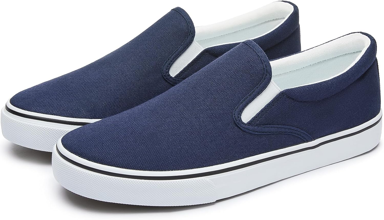 Men's Slip On Loafers with Canvas Upper and Elastic Band