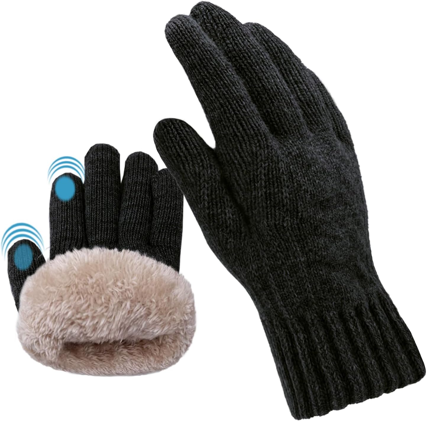 Thickened Woolen Knitted Gloves with Touchscreen