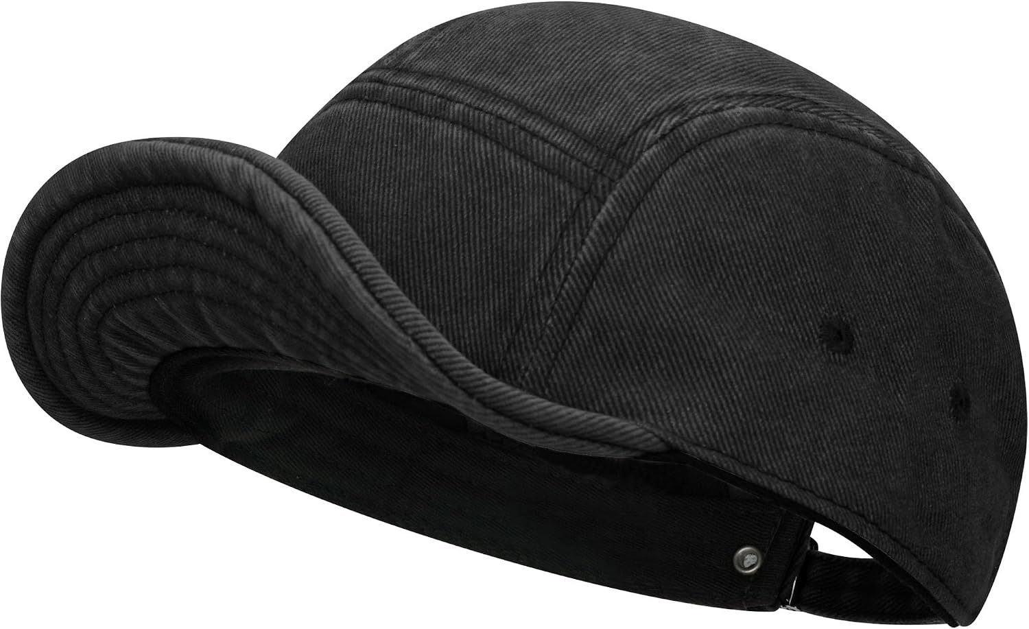 Low-Profile Five-Panel Washed Cotton Short-Brim Baseball Cap