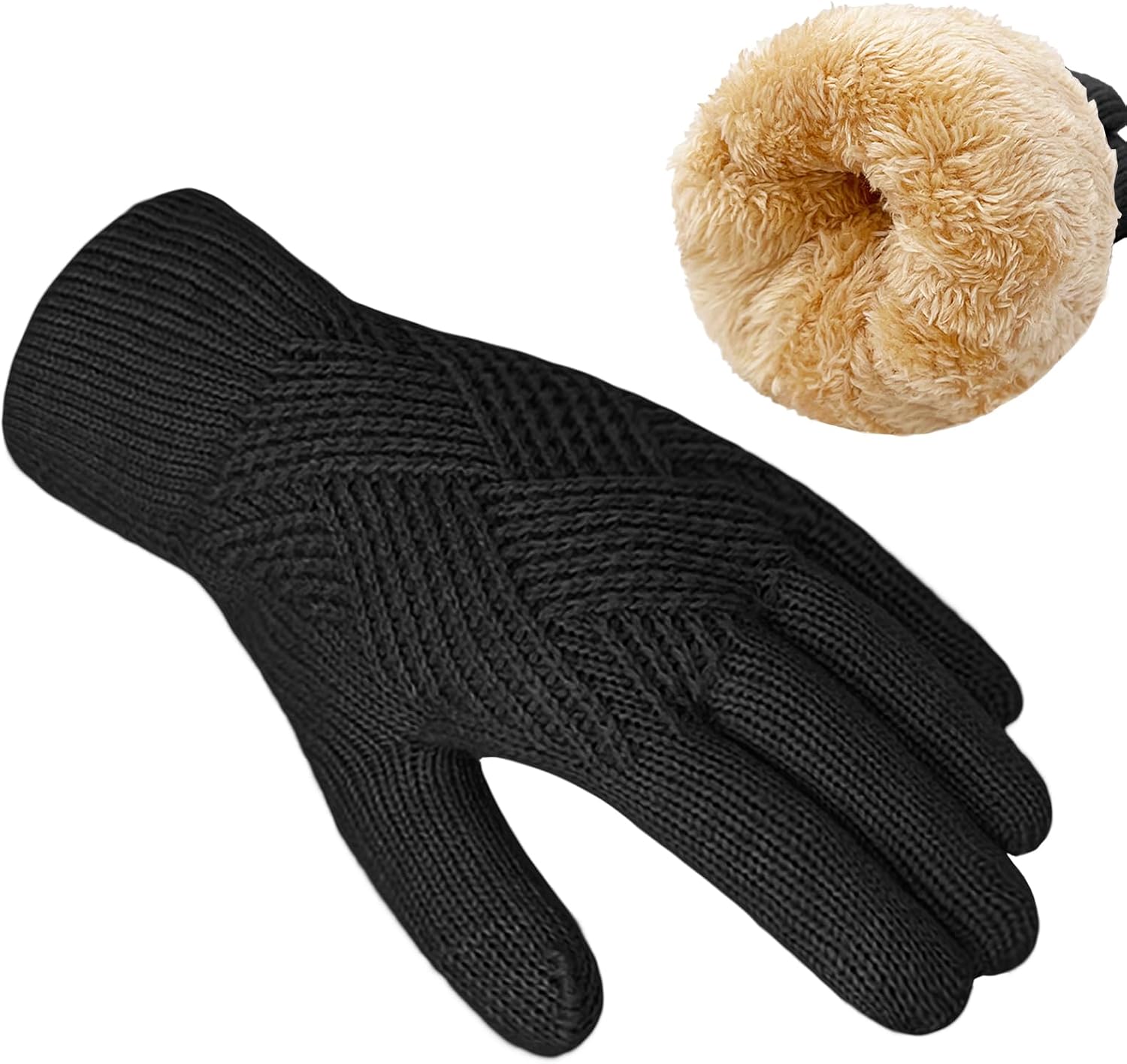 Womens Touchscreen Fleece Lined Knit Gloves