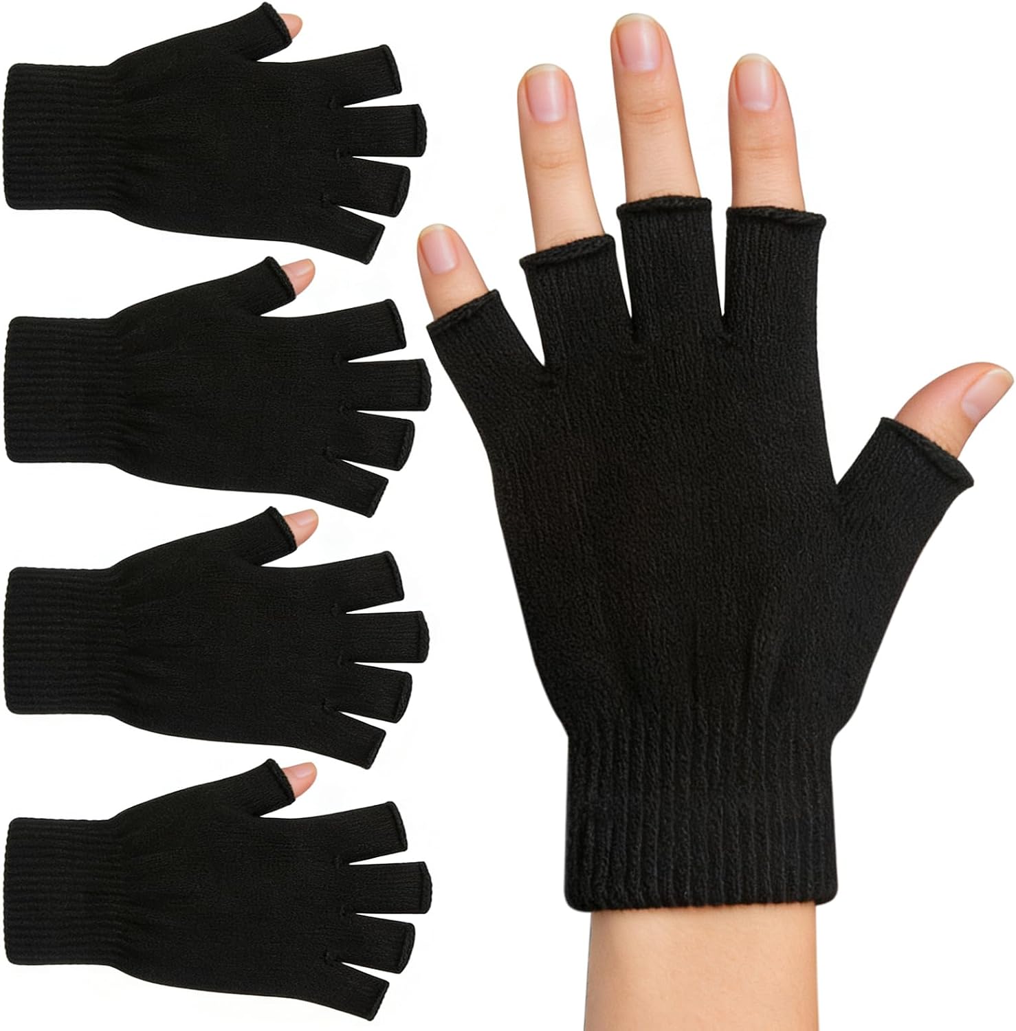 Half Finger Acrylic Knit Gloves